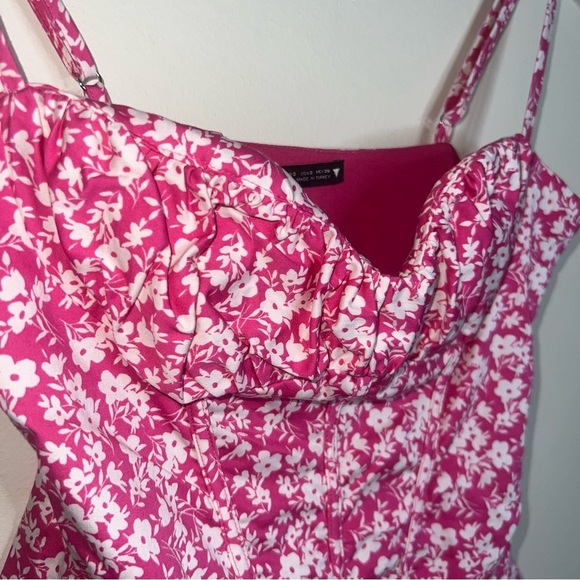 Zara Pink and White Floral Print Corset Style Barbiecore Bodysuit Size Small - Picture 10 of 12